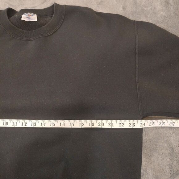 Vintage 90s JERZEES SPORT Sweatshirt Size Large Black Blank Crewneck Made In USA - Picture 7 of 9
